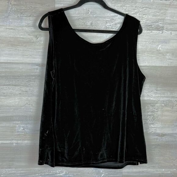 Quacker Factory Black Velvet Tank Top with Embellishments - Picture 3 of 6